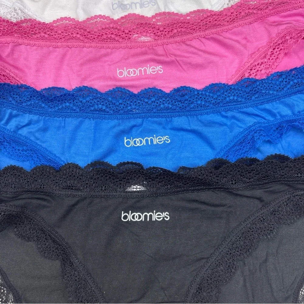 Bloomie's Logo Lace Trim Bikinis Panties